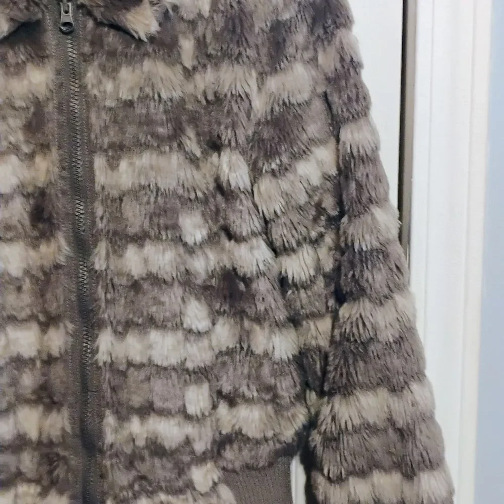 Cherokee Kids Faux Fur Jacket - Brown and Gray